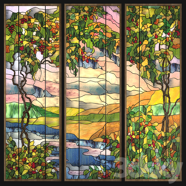 Stained glass Trees 3ds Max - thumbnail 1