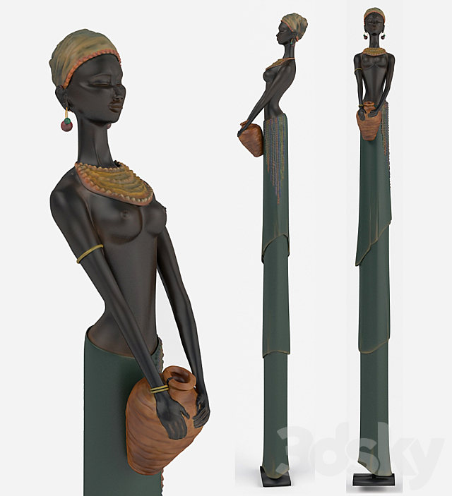 Statuette of an African female occupation 3DSMax File - thumbnail 1