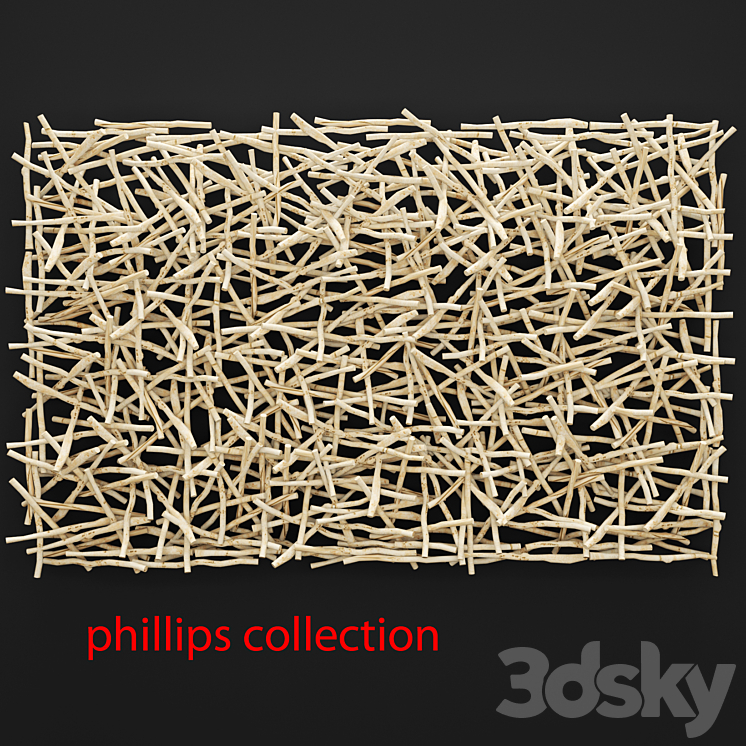 Stick Wall Art stick branch panel eco eco-decor design picture dry decor dried flowers 3DS Max - thumbnail 1