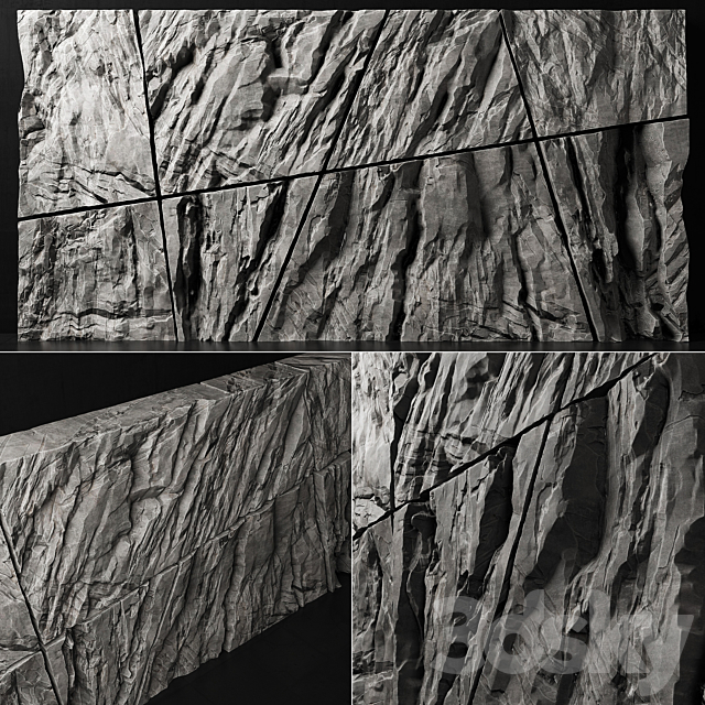 Stone rock wall splinter slab n2 _ Stone rock wall slab from parts 3DSMax File - thumbnail 1