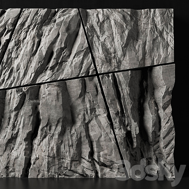 Stone rock wall splinter slab n2 _ Stone rock wall slab from parts 3DSMax File - thumbnail 3