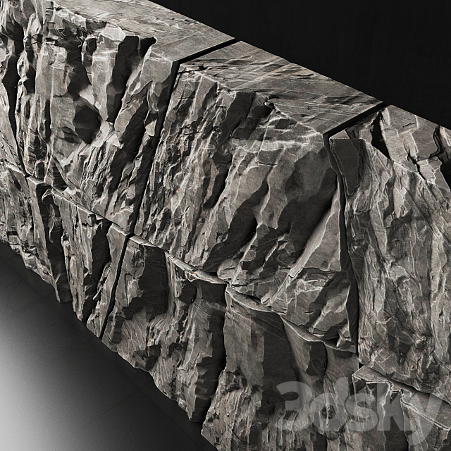 Stone rock wall splinter slab n2 _ Stone rock wall slab from parts 3DSMax File - thumbnail 4