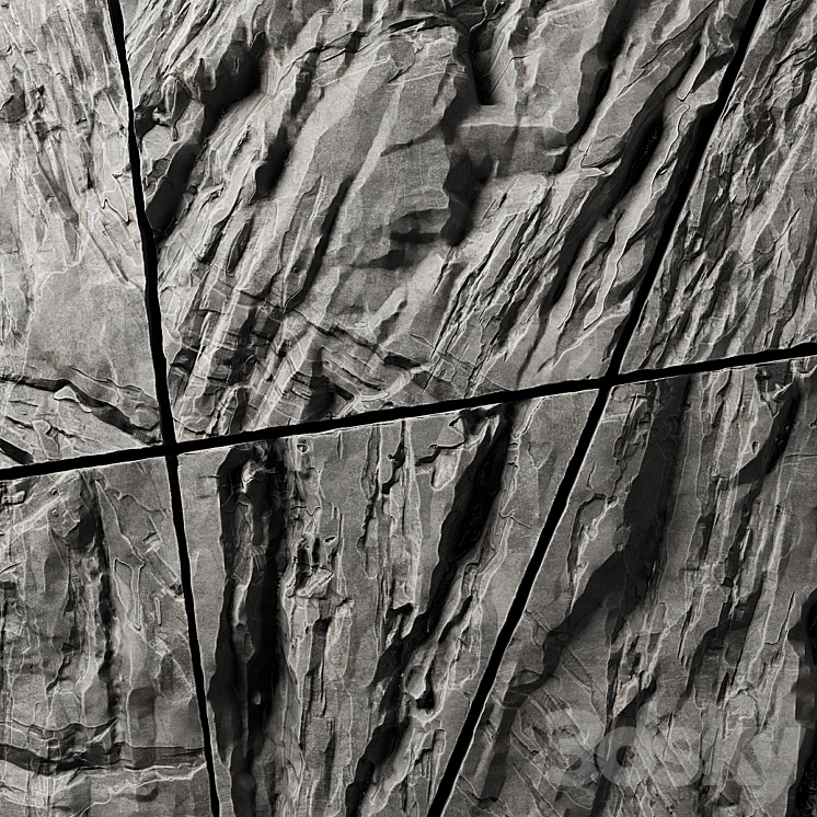 Stone rock wall splinter slab n2 \/ Stone rock wall slab from parts 3DS Max - thumbnail 2