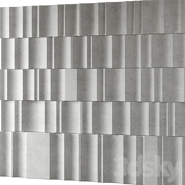 Stone Wave Wall Panel 3DS Max Model - thumbnail 3