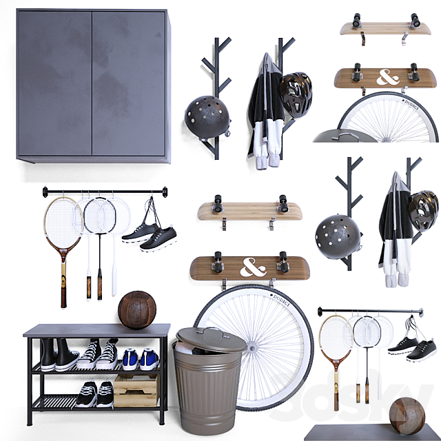 Storage of sports equipment in the hallway 3DSMax File - thumbnail 1