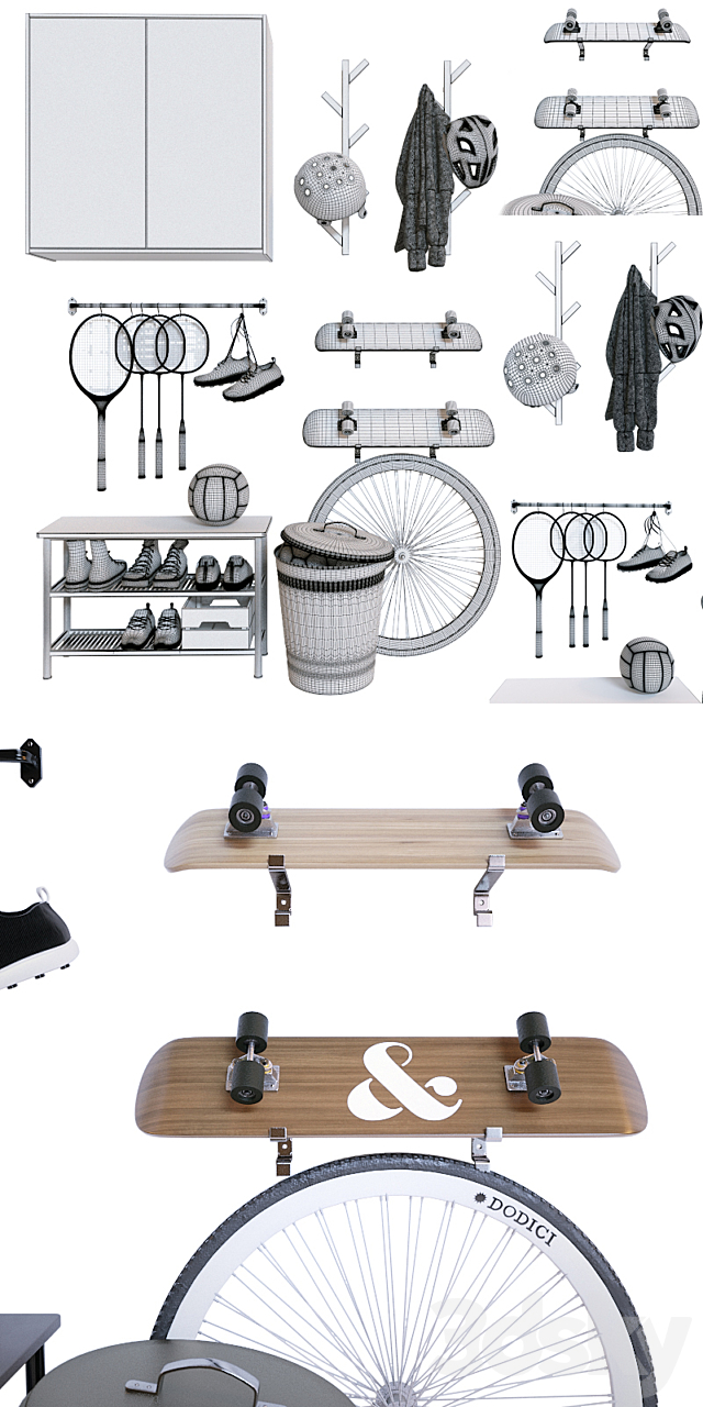 Storage of sports equipment in the hallway 3DSMax File - thumbnail 3