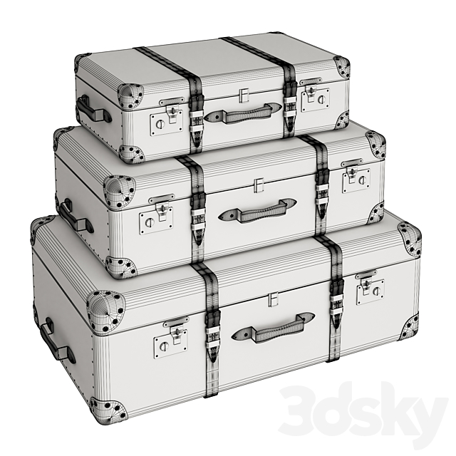 Suitcases retro 3DS Max Model - thumbnail 2