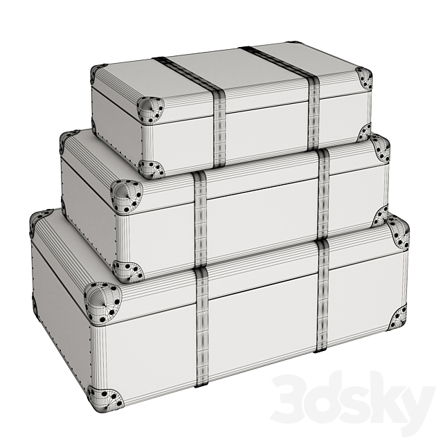 Suitcases retro 3DS Max Model - thumbnail 3