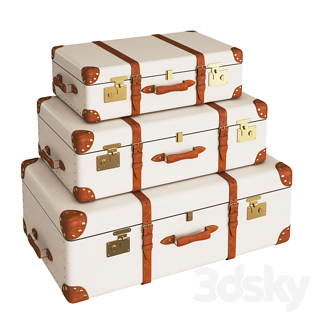 Suitcases retro 3DS Max Model - thumbnail 4