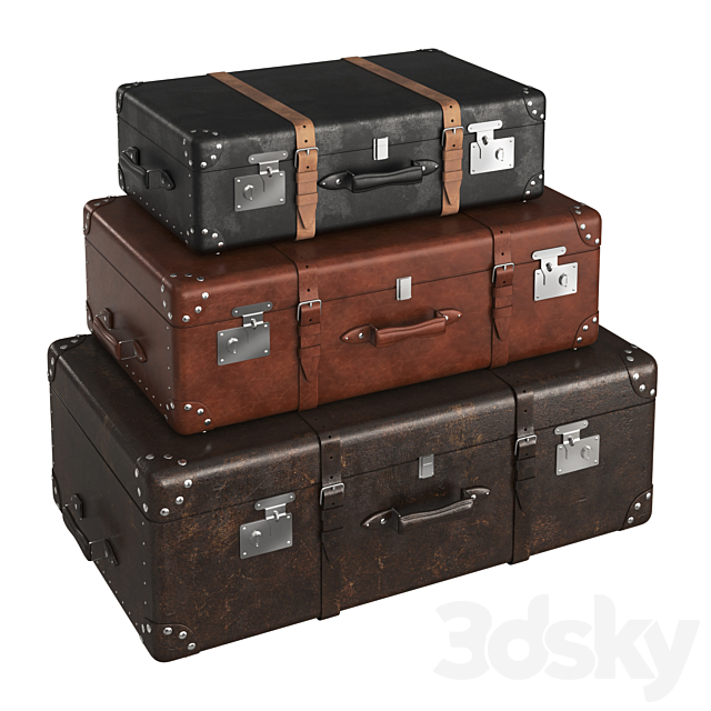 Suitcases retro 3DS Max Model - thumbnail 5