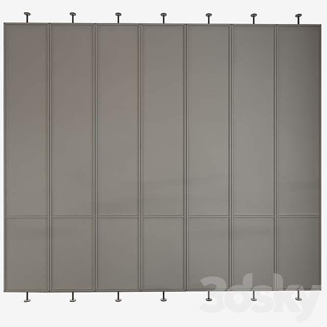 Swivel metal partition with frosted corrugated glass 3DSMax File - thumbnail 3