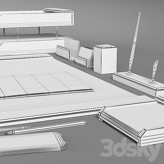 Table set for a manager 3DS Max Model - thumbnail 3