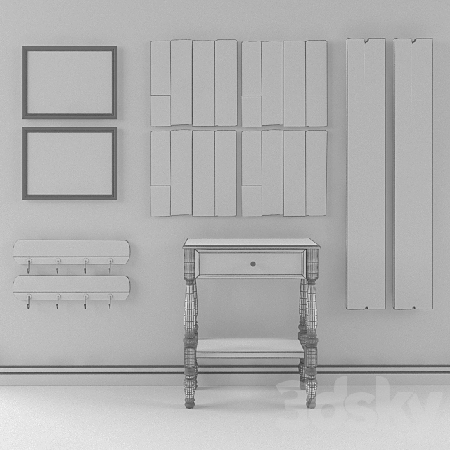 Table with panels 3DS Max Model - thumbnail 2