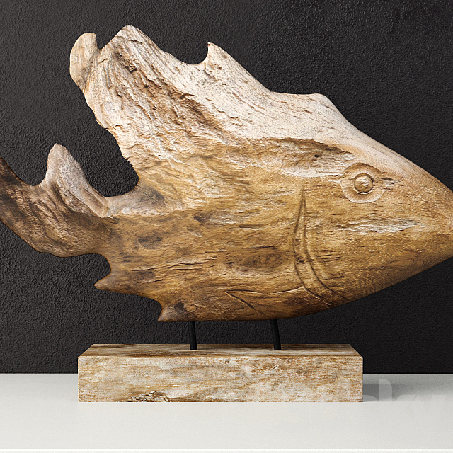 Teak Fish Bust _ Uttermost 3DSMax File - thumbnail 1