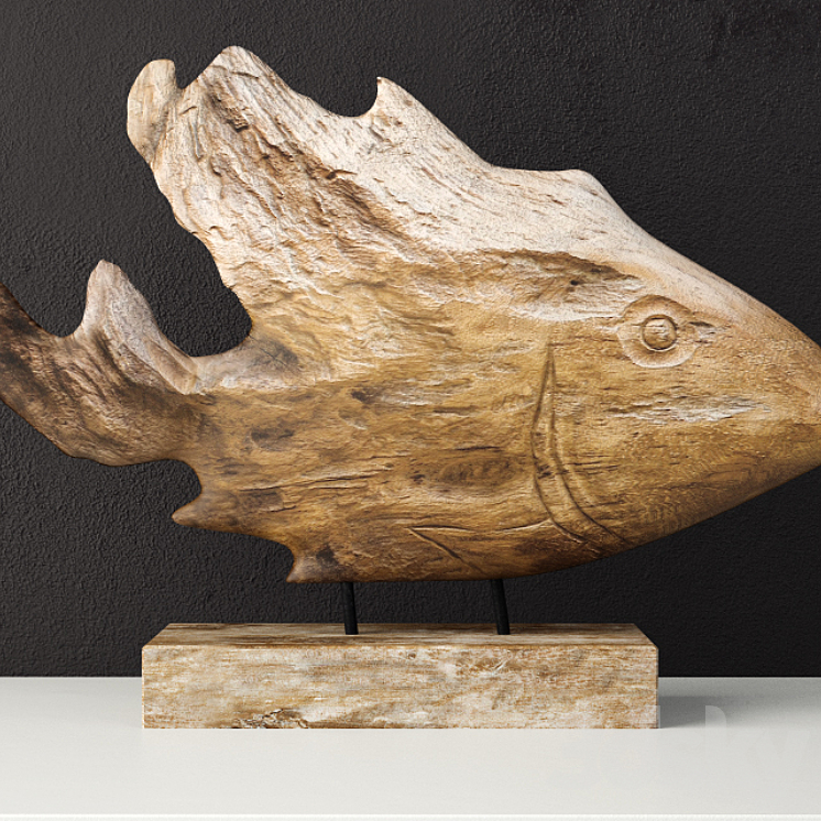 Teak Fish Bust \/ Uttermost 3DS Max - thumbnail 1