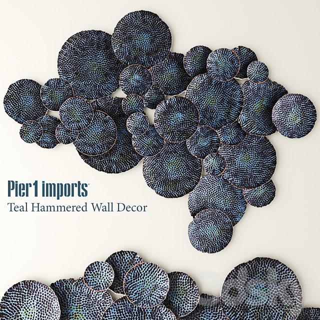 Teal Hammered wall. luxury. discs. circles. wall decor. mural. picture. panel. metallic. luxury. patina. copper. art 3DSMax File - thumbnail 1