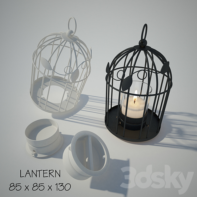 Tealight Lantern + Stand | Classic Birdcage 3DS Max Model - thumbnail 2