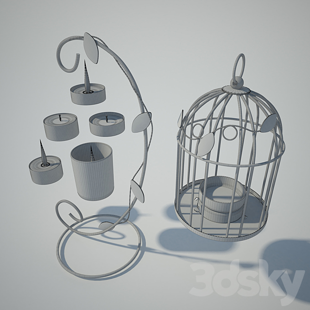 Tealight Lantern + Stand | Classic Birdcage 3DS Max Model - thumbnail 3