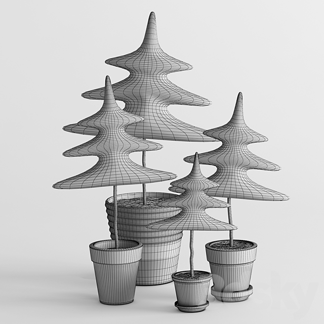 Textile Christmas trees 3DS Max Model - thumbnail 2