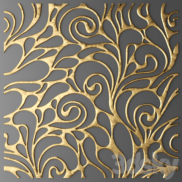 The panel. grille.Panel. Lattice. panel. pattern. art. abstraction. decorative. interior. wall decor. gold. luxury. sheet 3DSMax File - thumbnail 1