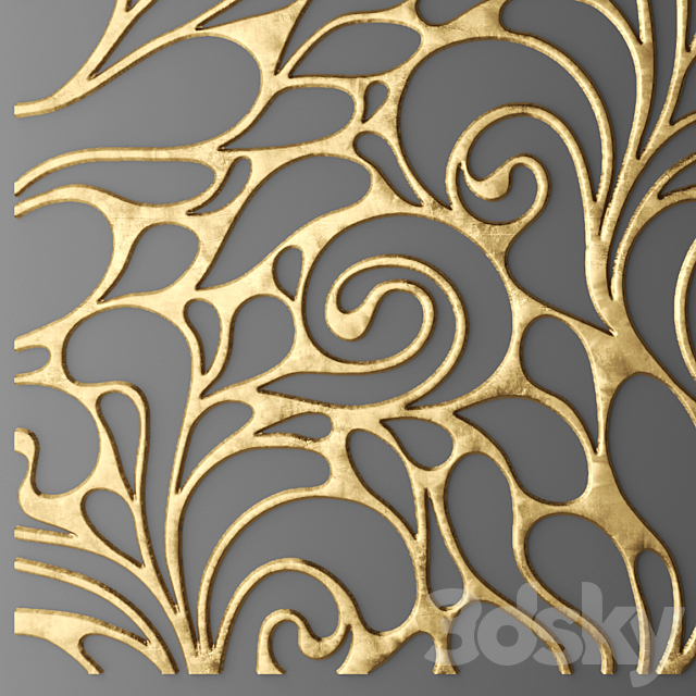 The panel. grille.Panel. Lattice. panel. pattern. art. abstraction. decorative. interior. wall decor. gold. luxury. sheet 3DSMax File - thumbnail 2