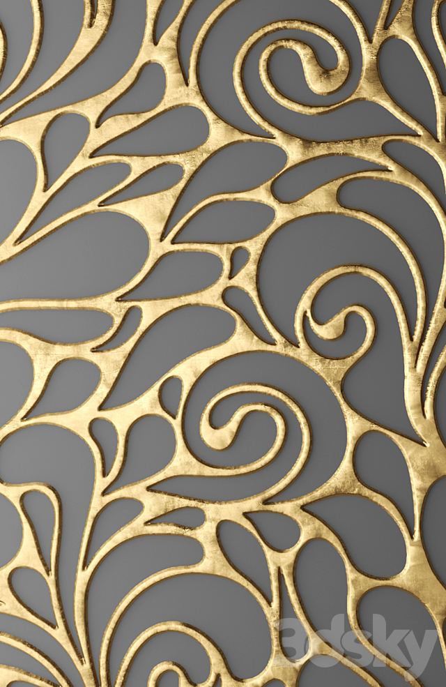 The panel. grille.Panel. Lattice. panel. pattern. art. abstraction. decorative. interior. wall decor. gold. luxury. sheet 3DSMax File - thumbnail 3