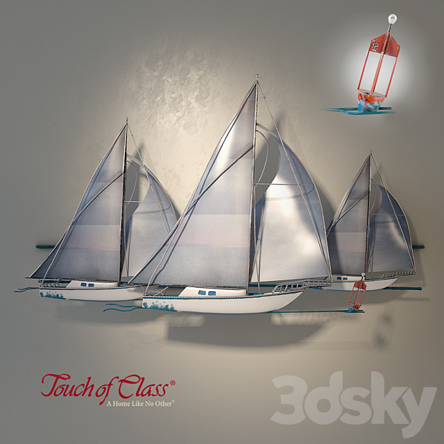 Touch Of Class “At the Races Sailboat” Metal Wall Sculpture 3ds Max - thumbnail 1