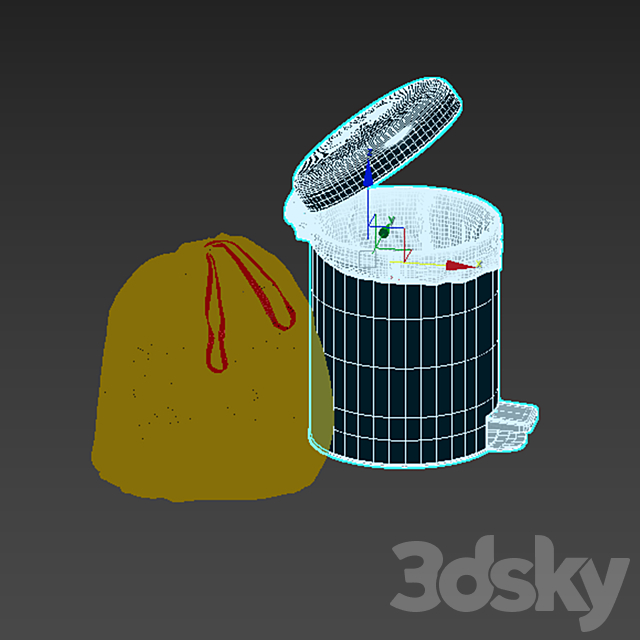 trash bag and bin 3DS Max Model - thumbnail 3