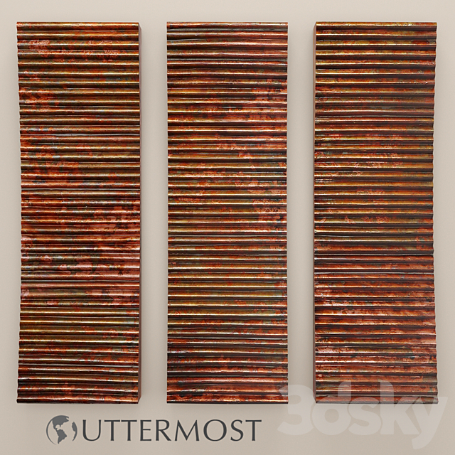 Uttermost Adara Copper Wall Art – Set copper copper patina rust loft décor wall decor picture metallic panel rust modern art art 3DS Max Model - thumbnail 1