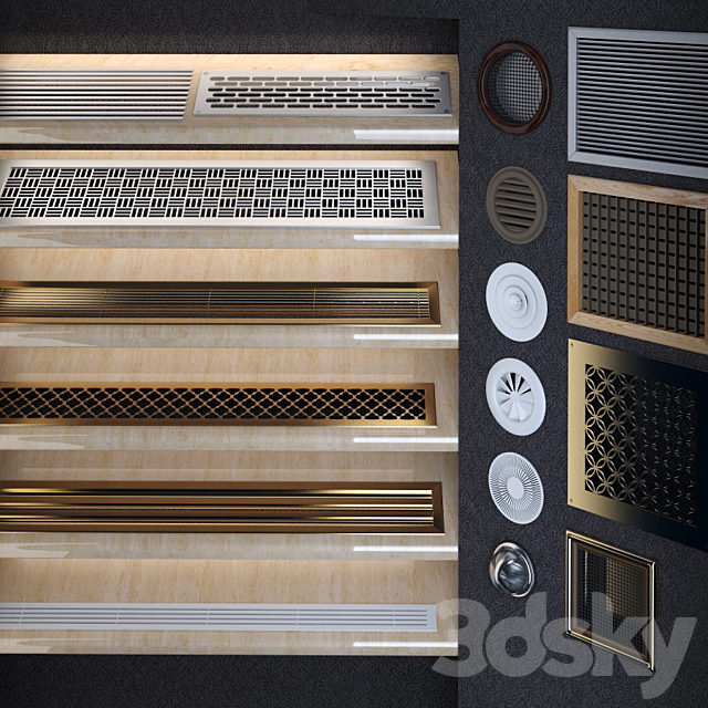 Ventilation grilles and diffusers 3DS Max Model - thumbnail 1