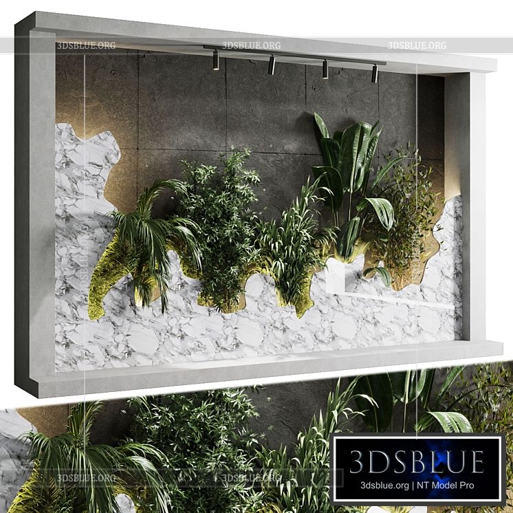 Vertical Wall Garden With concrete frame – wall decor houseplants indoor 02 3DS Max - thumbnail 3