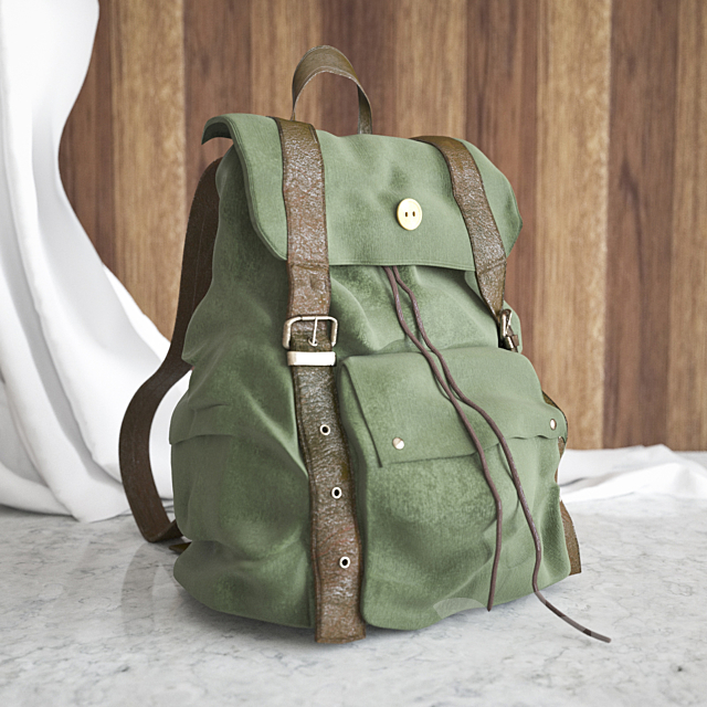 Vintage Backpack 3DS Max Model - thumbnail 2