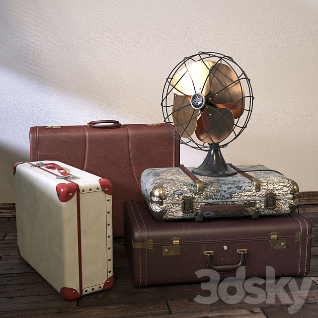 Vintage Fan & Suitcases 3DSMax File - thumbnail 1