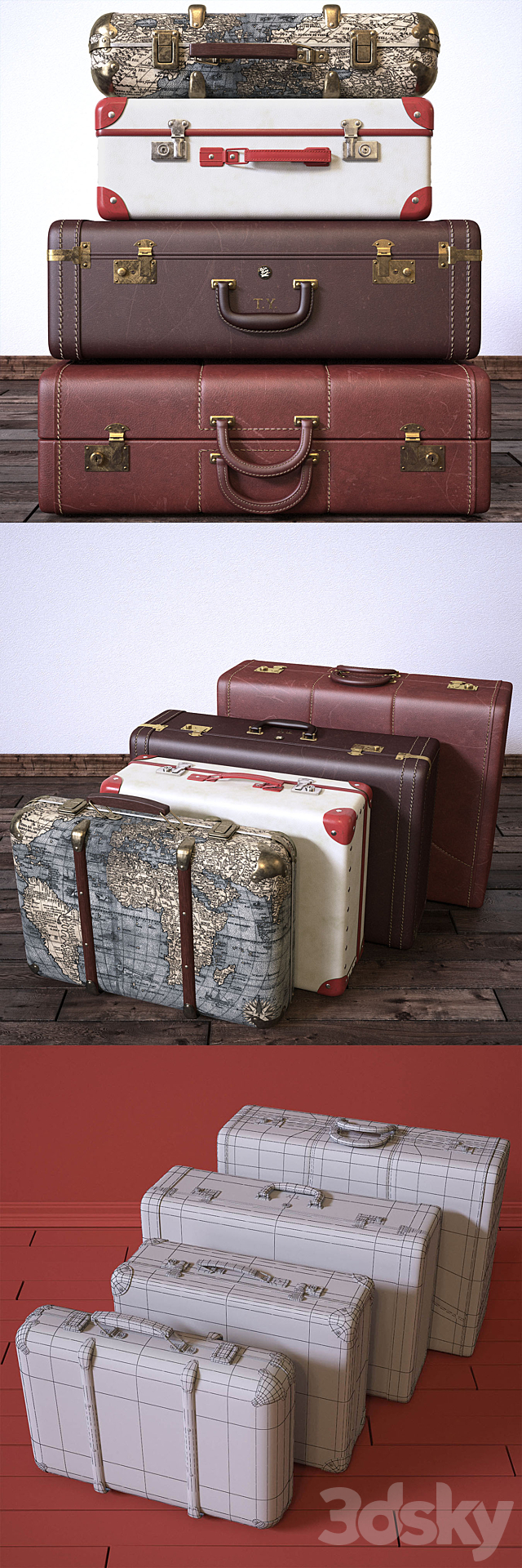 Vintage Fan & Suitcases 3DSMax File - thumbnail 3