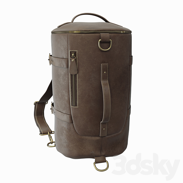 Vintage Leather Travel Backpack 3ds Max - thumbnail 1