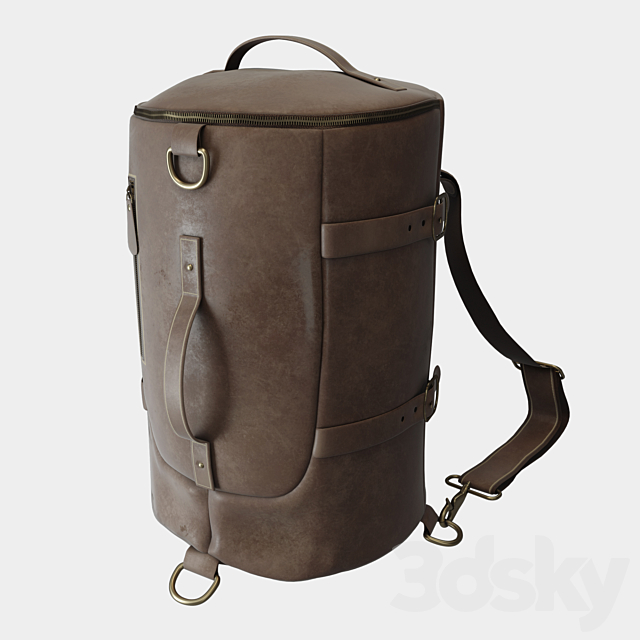 Vintage Leather Travel Backpack 3ds Max - thumbnail 2