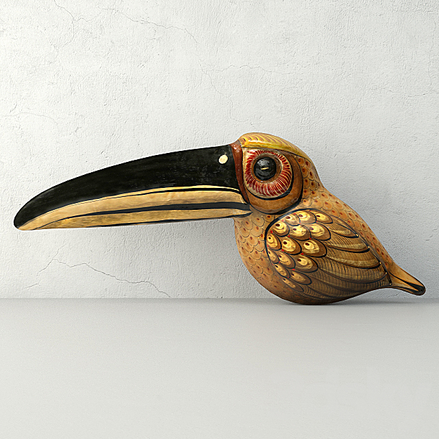 Vintage Paper Mache Tucan 3ds Max - thumbnail 1