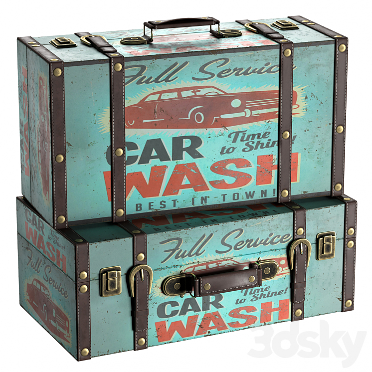 Vintage retro suitcase 3DS Max Model - thumbnail 1