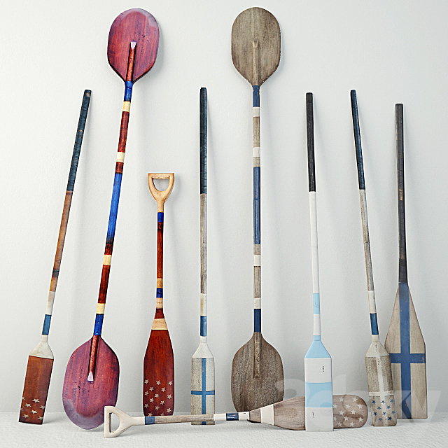 Vintage Wooden Paddles and Oars Jeffan 3DSMax File - thumbnail 1