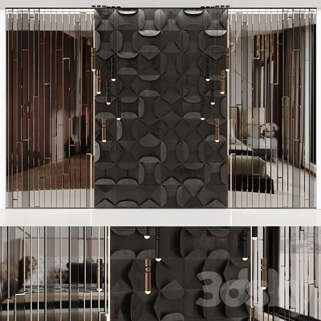 Volumetric wall panel mid century modern Black 3DS Max Model - thumbnail 2