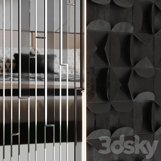 Volumetric wall panel mid century modern Black 3DS Max Model - thumbnail 4