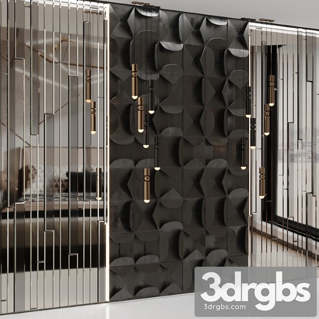 Volumetric Wall Panel Mid Century Modern Black 3dsmax Download - thumbnail 1