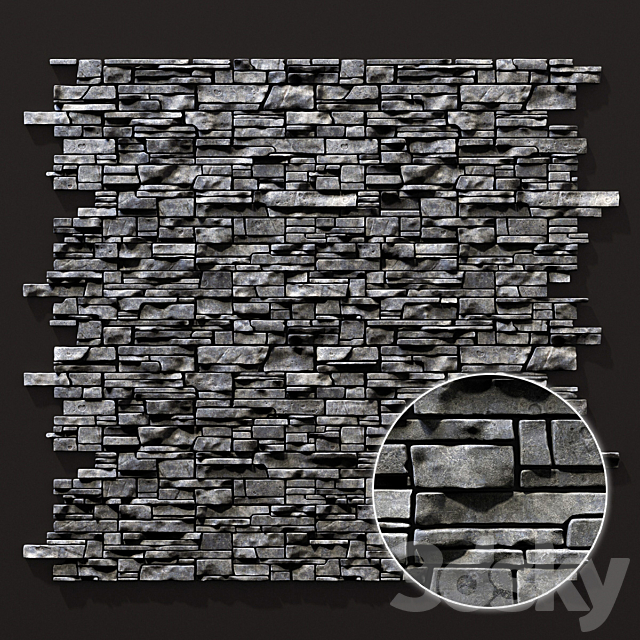 Wall clincer brick rock n3 _ Wall clinker rock 3DSMax File - thumbnail 1