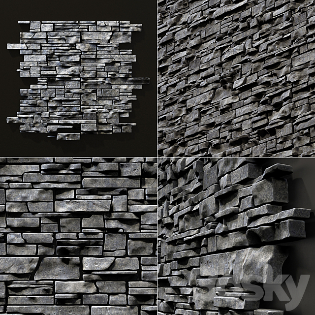 Wall clincer brick rock n3 _ Wall clinker rock 3DSMax File - thumbnail 2