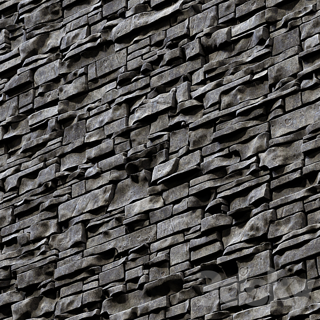 Wall clincer brick rock n3 _ Wall clinker rock 3DSMax File - thumbnail 3