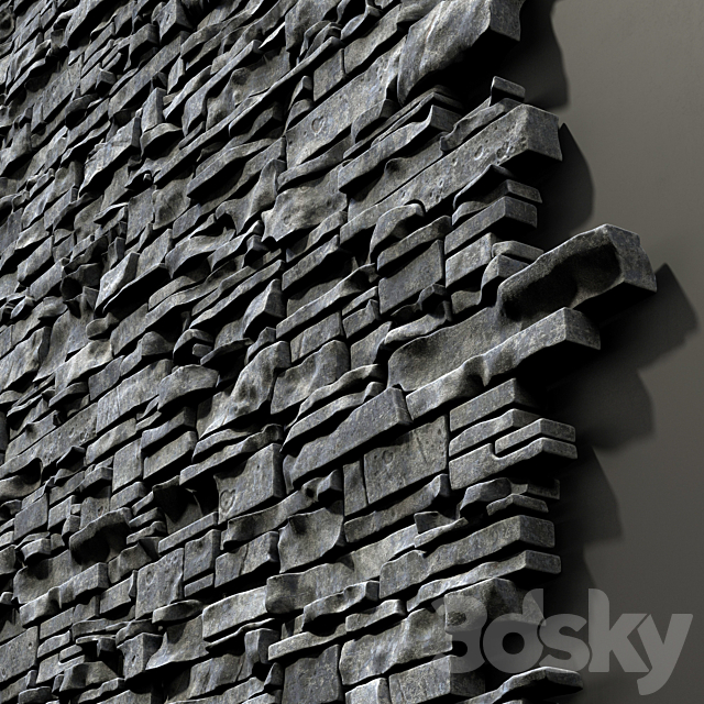 Wall clincer brick rock n3 _ Wall clinker rock 3DSMax File - thumbnail 4