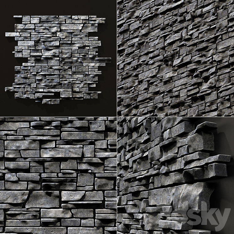 Wall clincer brick rock n3 \/ Wall clinker rock 3DS Max - thumbnail 2