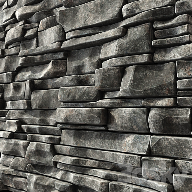 Wall clincer rock brick n3 _ Wall of rock clinker bricks 3DSMax File - thumbnail 4