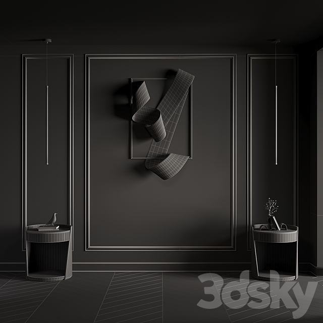 wall composition 04 bedroom 3DS Max Model - thumbnail 4