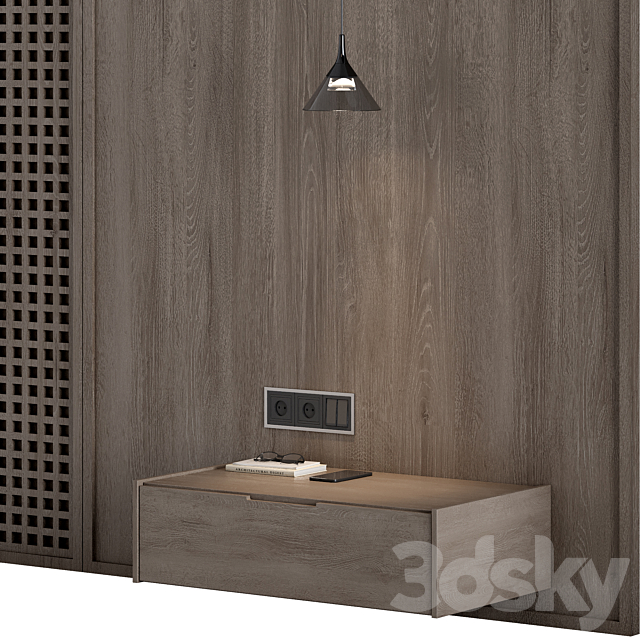 Wall composition bedroom headboard kit 03 3DS Max Model - thumbnail 3